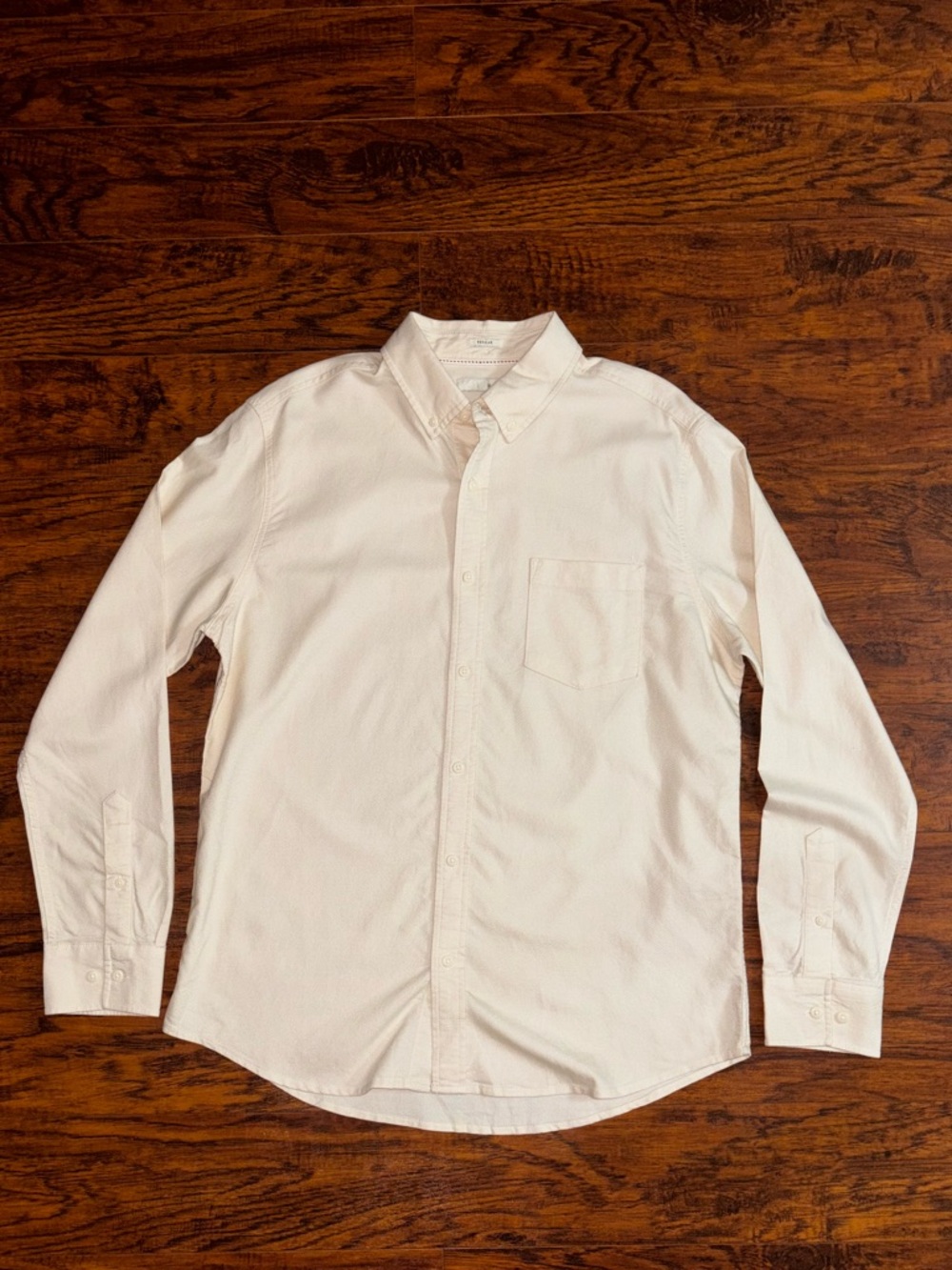 Hawker Rye Men's Long Sleeve Cream Oxford Button-Down Shirt Ivory Cotton Modal